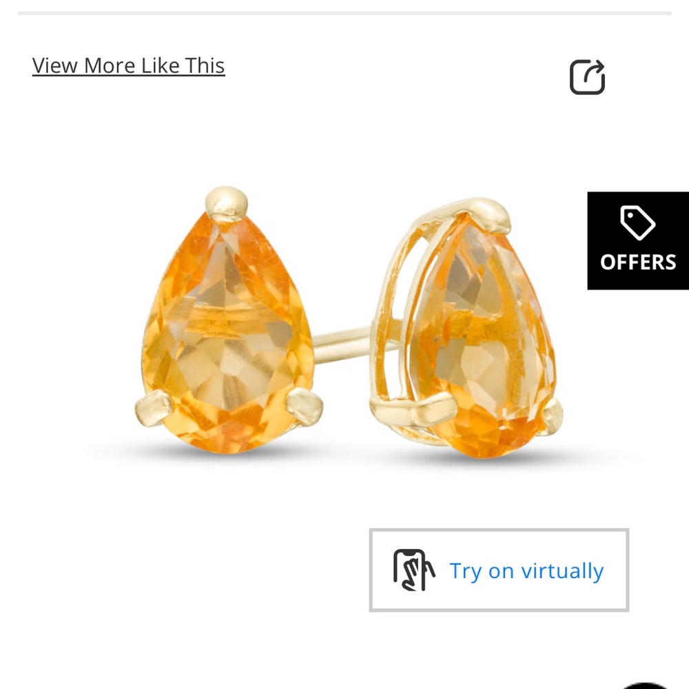 Peoples jewellers Pear-Shaped Citrine Stud Earrings in 14k gold